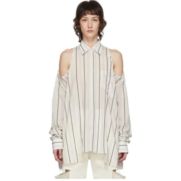 Asymmetrical sheer Maison Margiela open shoulder blouse - Picture 1 of 13